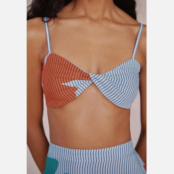 Brand New by Anthropologie Celandine Linen Blend Bandeau Crop Top & Skirt Set - Picture 7 of 11